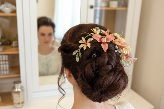 Tocado de Novia - Coral Bloom