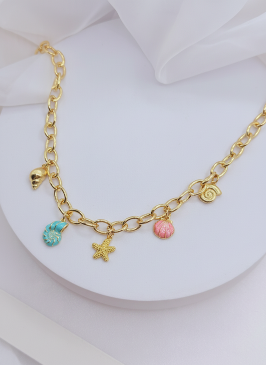COLLAR OCEAN TREASURES - Cadena Eslabonada con Dijes Marinos