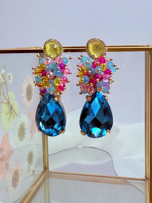 Aros Racimo Bora Bora - Blue & Fucsia
