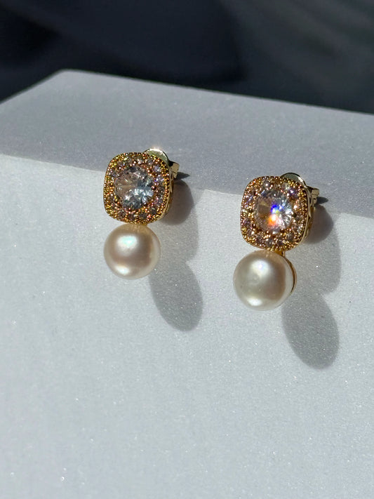 Aros de Perla Natural - Petite Square