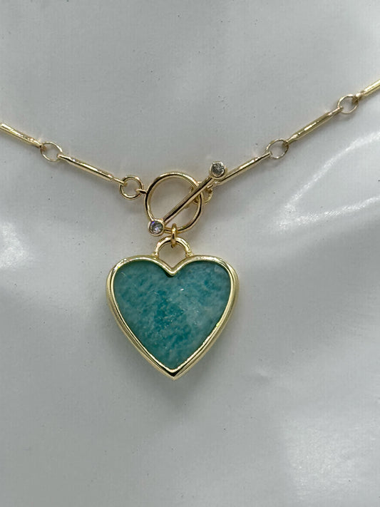 Collar Enchapado en Oro 18k y Piedra - Stone Heart