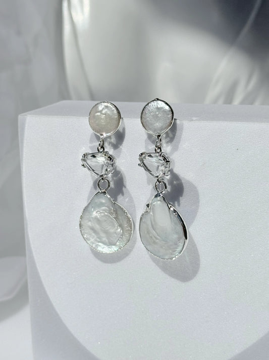Aros Perla Barroca y Cristal en Plata 925 - María