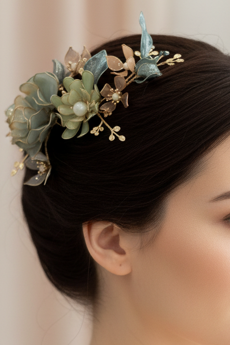 Tocado de Novia - Aqua Bloom