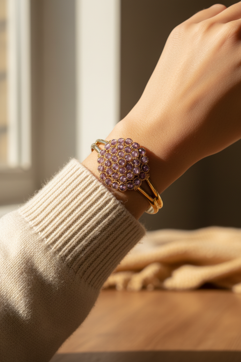 Pulsera de piedras naturales bañadas en oro