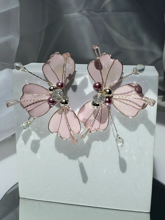 Aros de Autor Flor de cristal Rosa