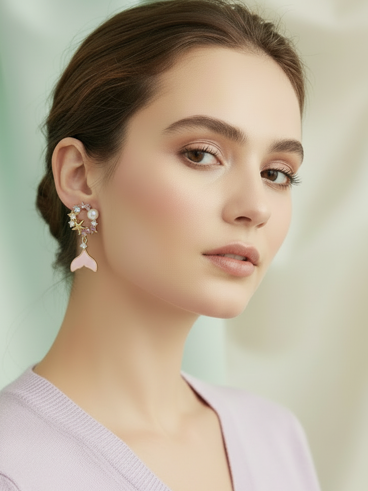 aros flor rosados femeninos estilo coquette con perla ideales regalo romántico día de la madre hipoalergénicos
