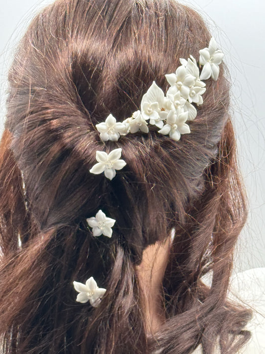 Set de Novia - Peine y 5 pins Flor de Jazmín