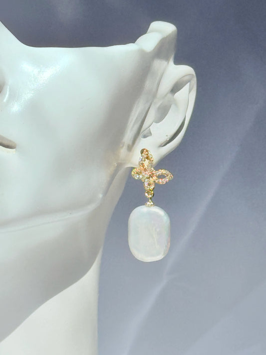 Aros Perla Barroca y circones - Oval Buterfly