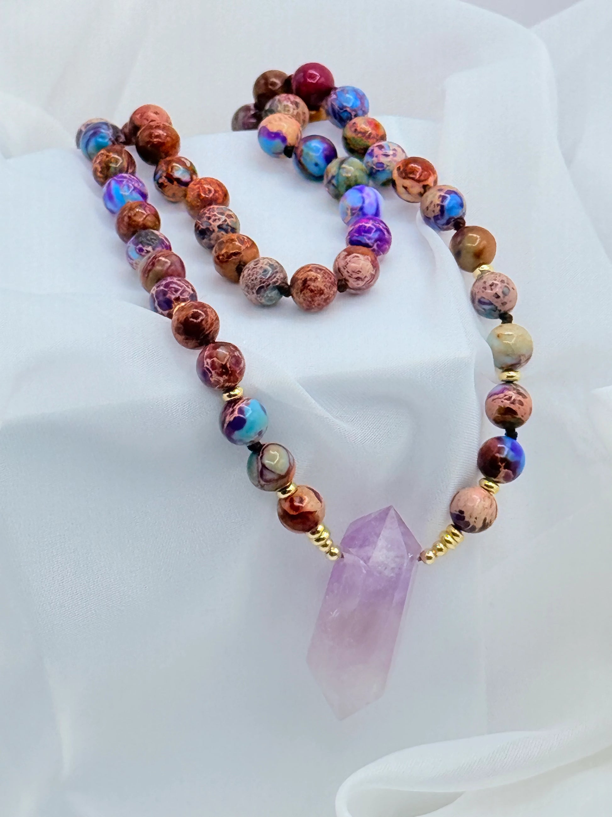 Collar jaspe y amatista ideal para regalo piedras naturales 