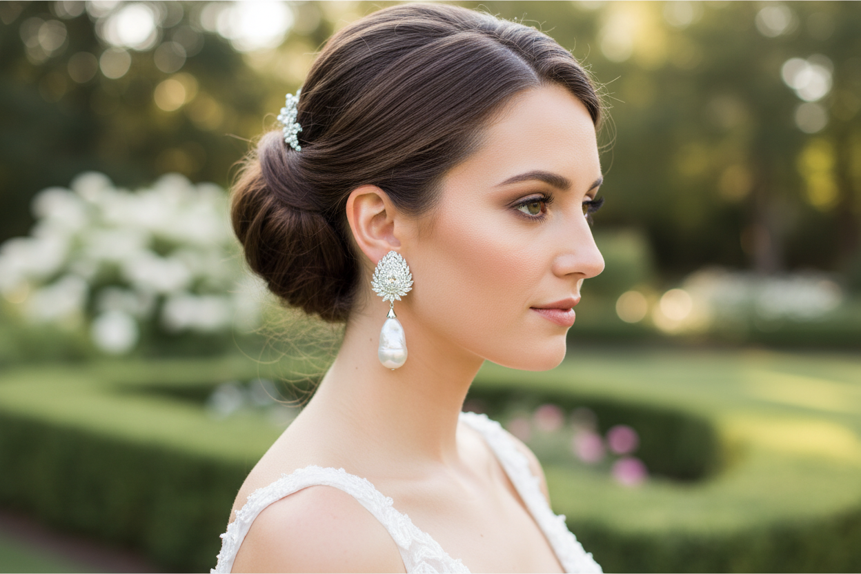 Aros de novia con perlas barrocas y circones 