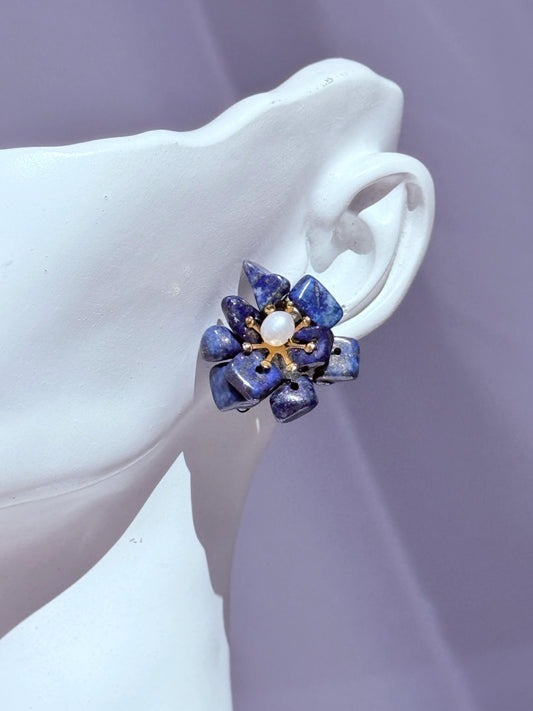 Aros Flor de Lapislázuli Natural