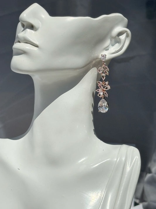 Aros Circones Rose Gold- Crystal Bloom