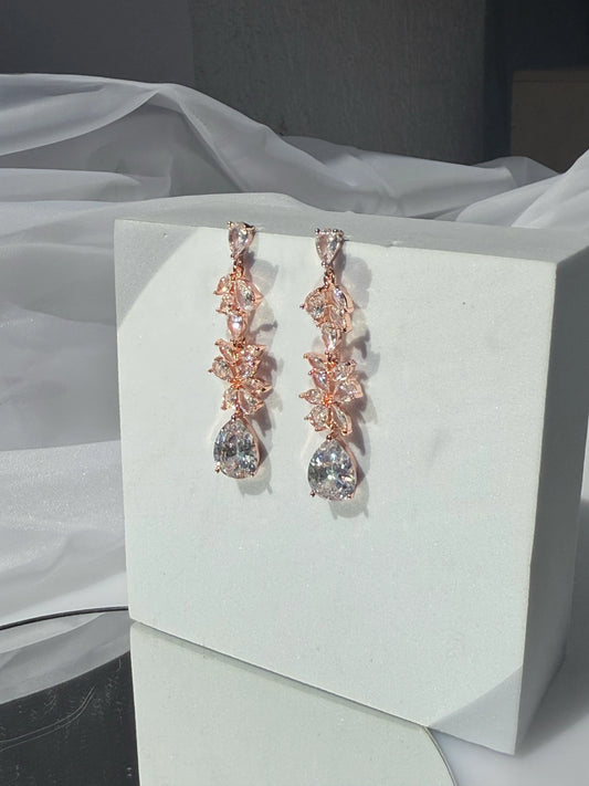 Aros Circones Rose Gold - Aurora Cristal