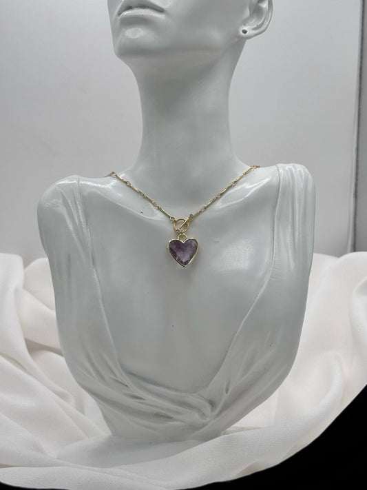 Collar Enchapado en Oro 18k y Piedra -  Stone Heart