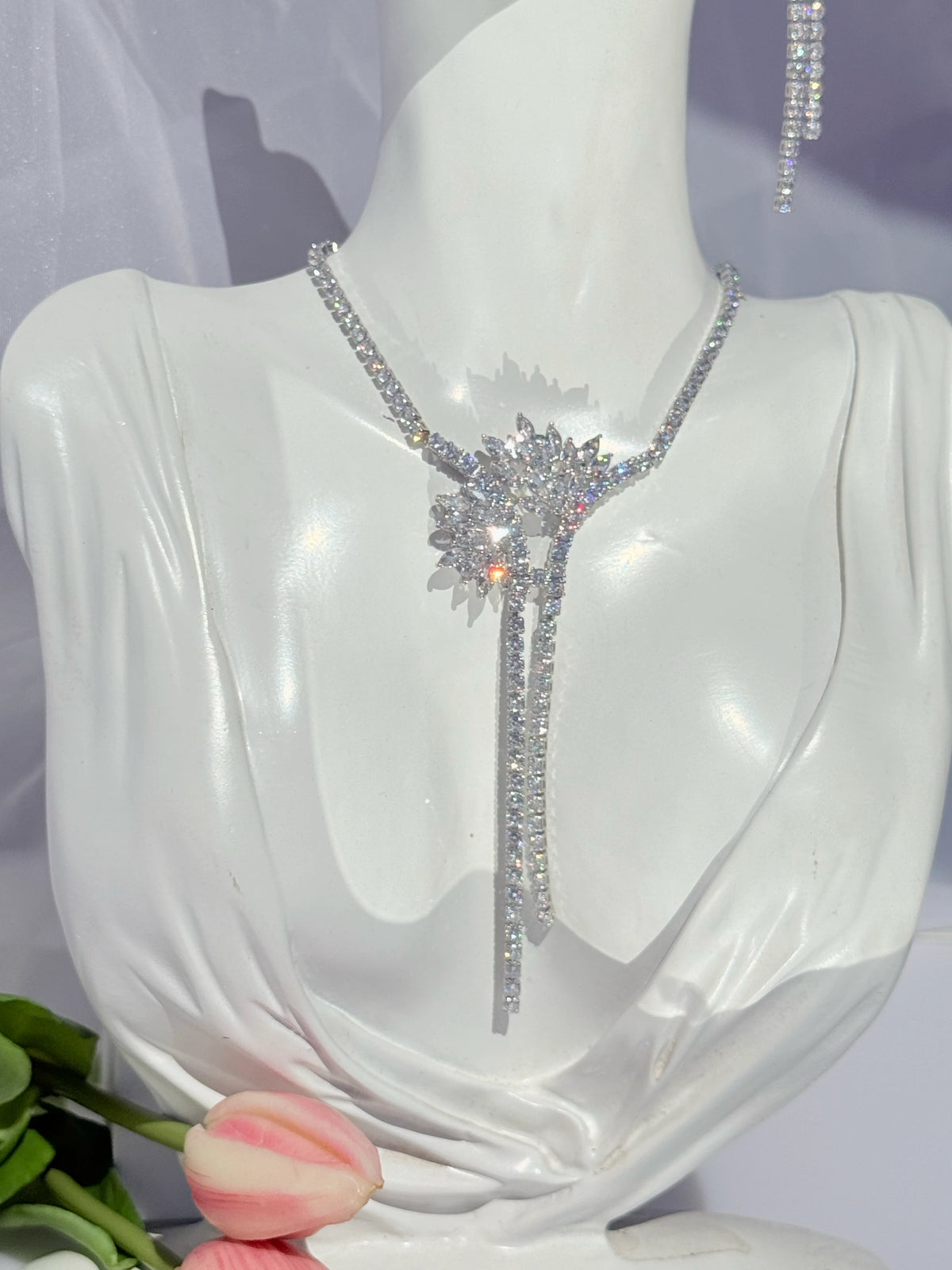 collar de circones bañados en rodio hipoalergénico 