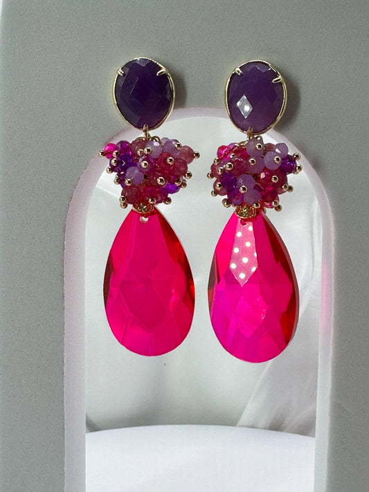 Aros Racimo  Bora Bora - Fucsia