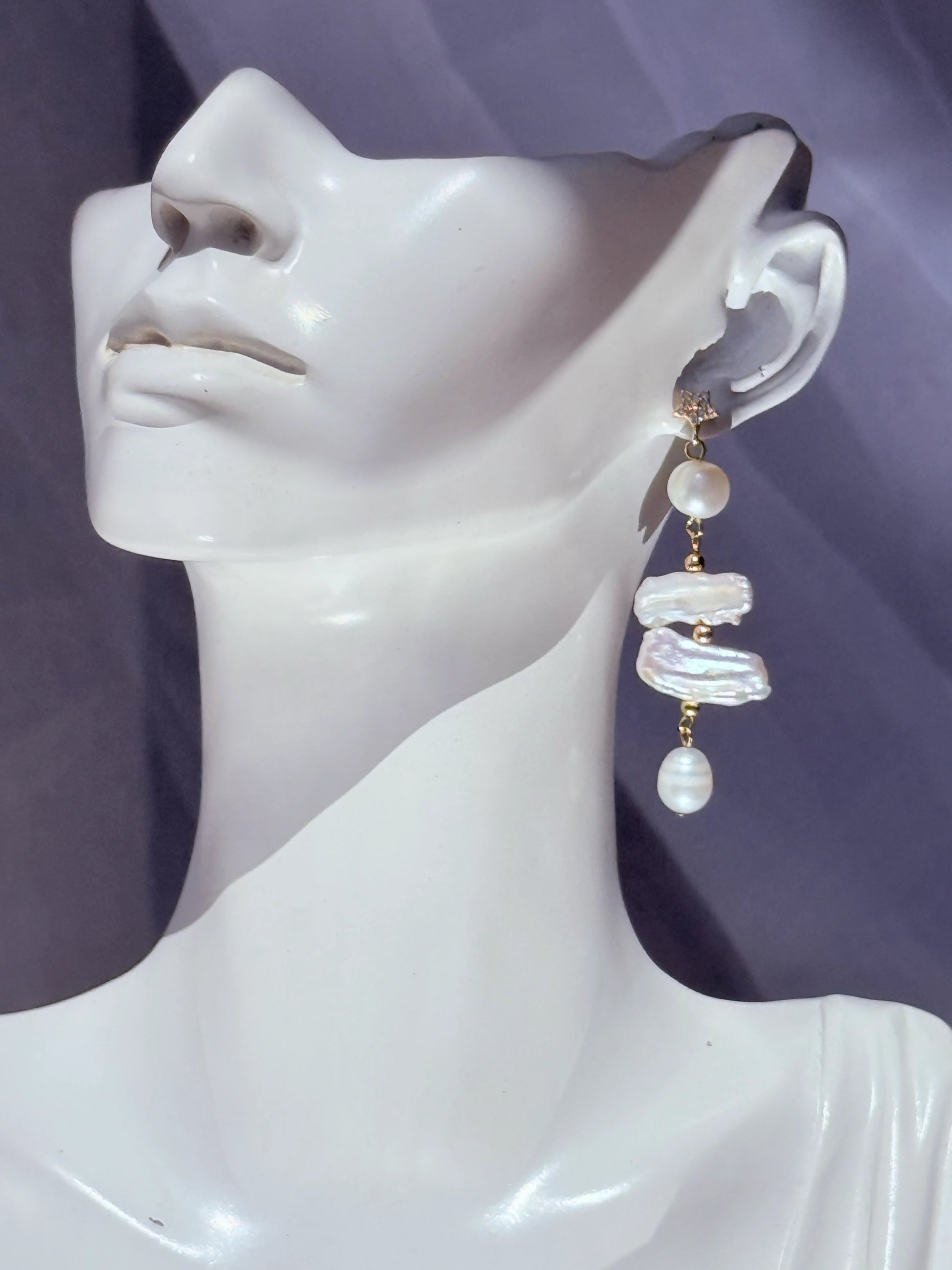 aros largos perlas barrocas naturales de agua dulce joyas elegantes mujer