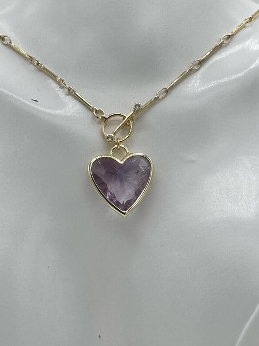 Collar Enchapado en Oro 18k y Piedra -  Stone Heart
