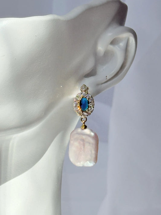 Aros Perla Barroca y Circones - Royal Blue