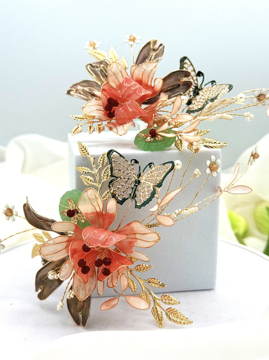 Tocado de Novia - Mariposa Coral