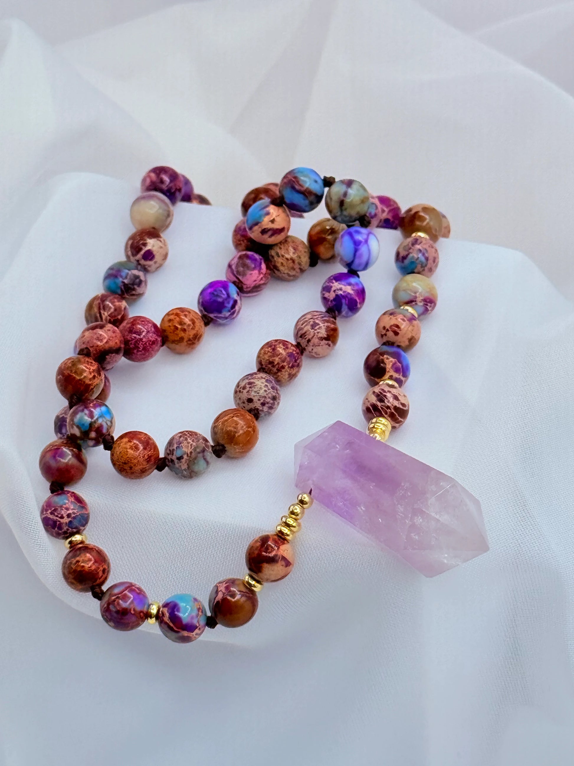 Collar jaspe y amatista ideal para regalo piedras naturales 