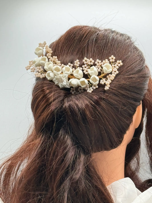 Tocado Novia Flores de Porcelana y Calcedonia - Rose Mary