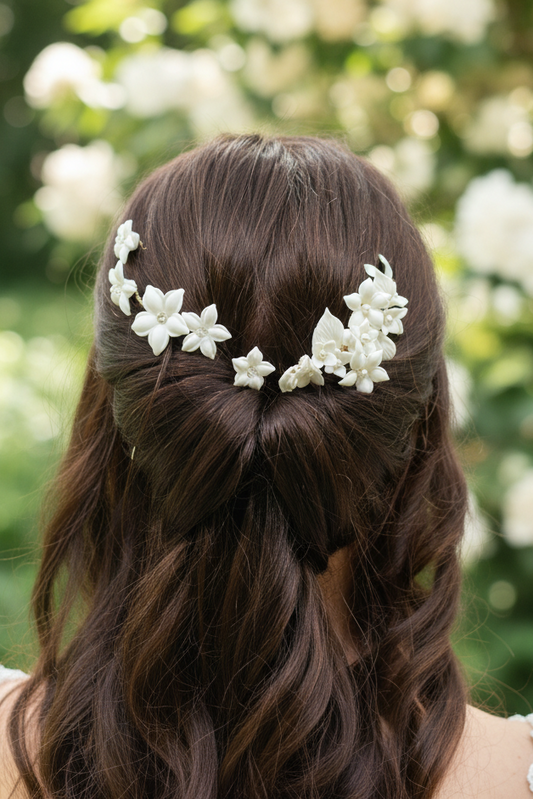 Set de Novia - Peine y 5 pins Flor de Jazmín