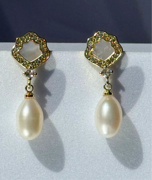 Aros de Perla natural -  Nácar Drop