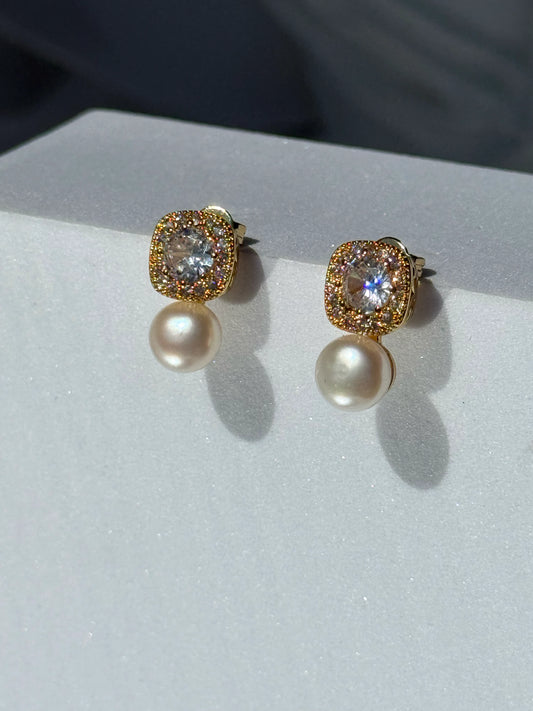 Aros de Perla Natural - Petite Square