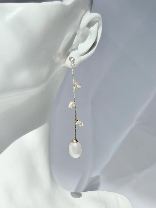 Aros de Perla Natural - Leaf Drop