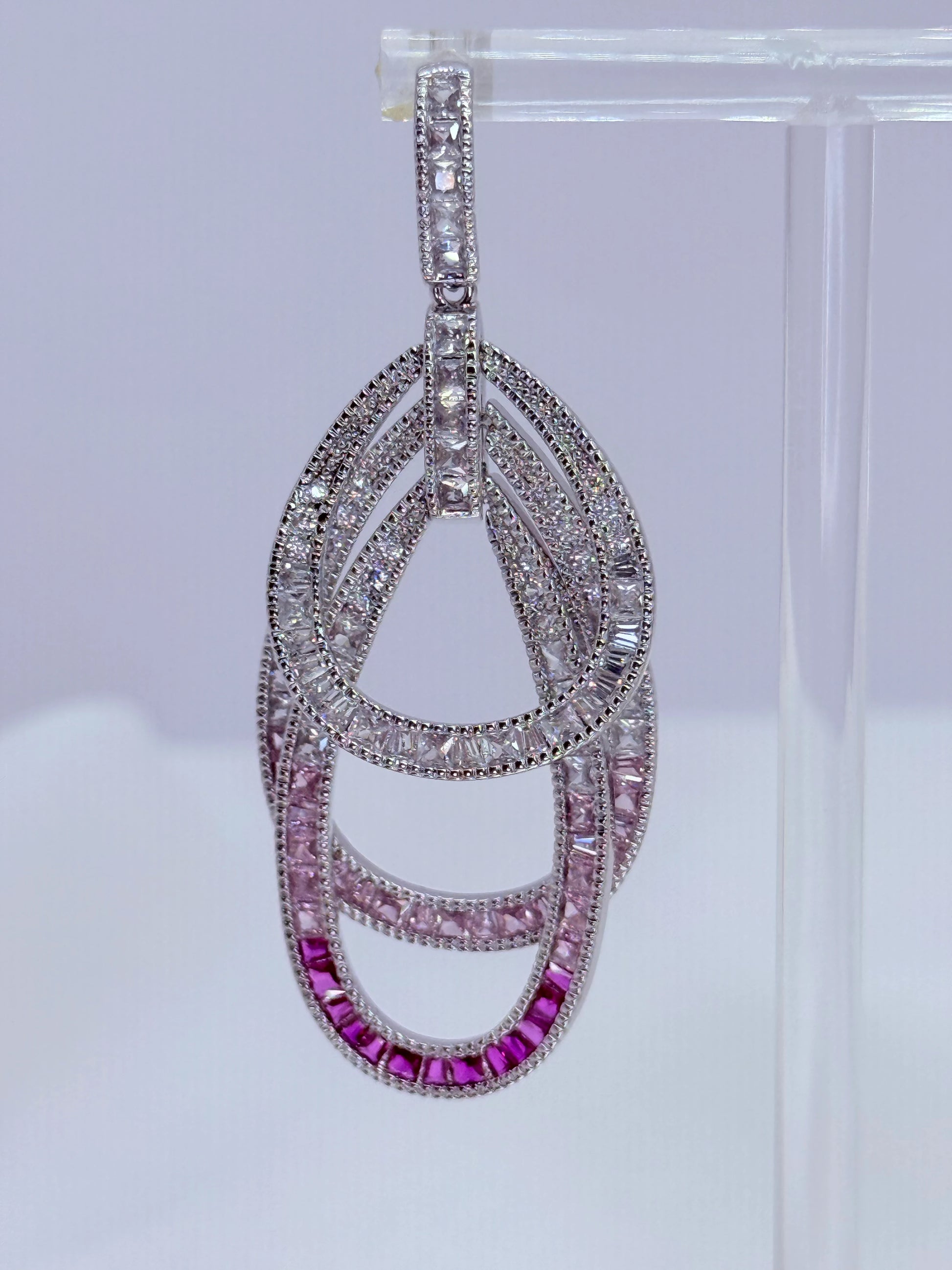 Aros circonitas degradé fucsia plata 925 rodio - La Merced Joyas

