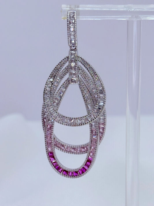 Aros circonitas degradé fucsia plata 925 rodio - La Merced Joyas

