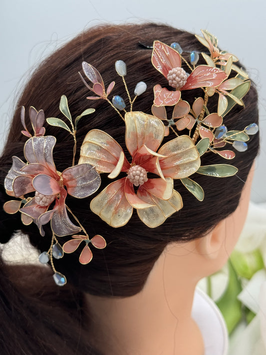 Tocado de Novia - Coral Bloom
