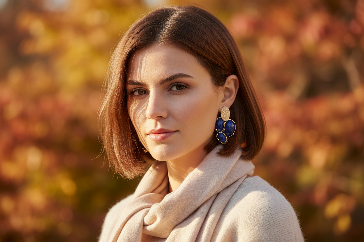 aros de lapislázuli natural bañados en oro 18K