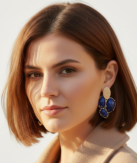 aros de lapislázuli natural bañados en oro 18K