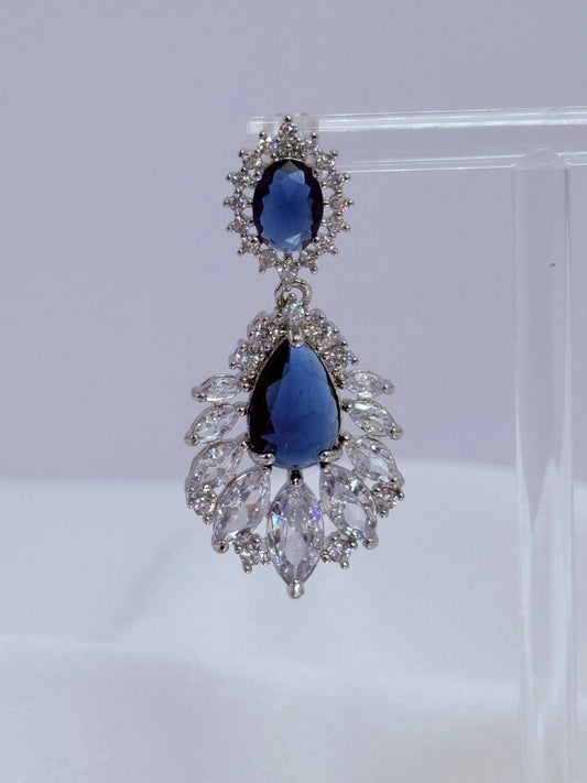Aros Royal Zafiro con Circonitas en Plata 925
