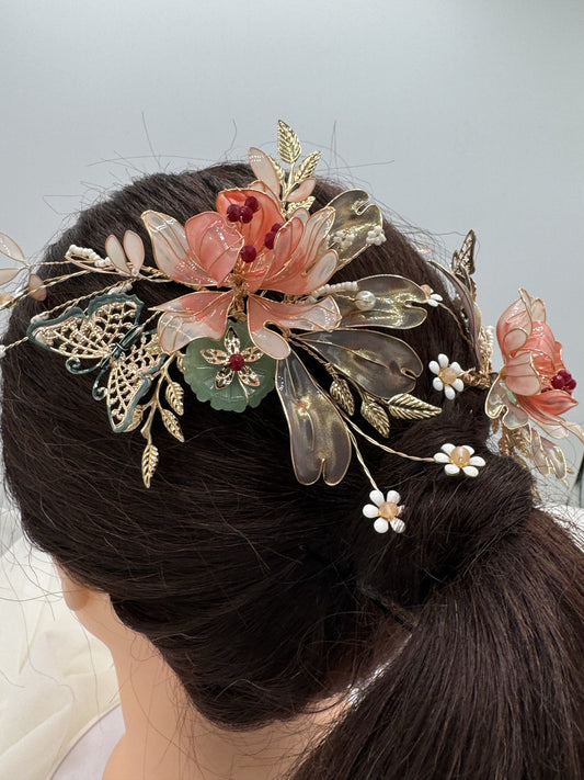 Tocado de Novia - Mariposa Coral