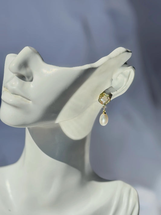 Aros de Perla natural -  Nácar Drop