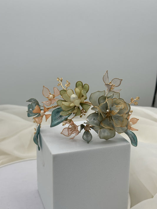 Tocado de Novia - Aqua Bloom
