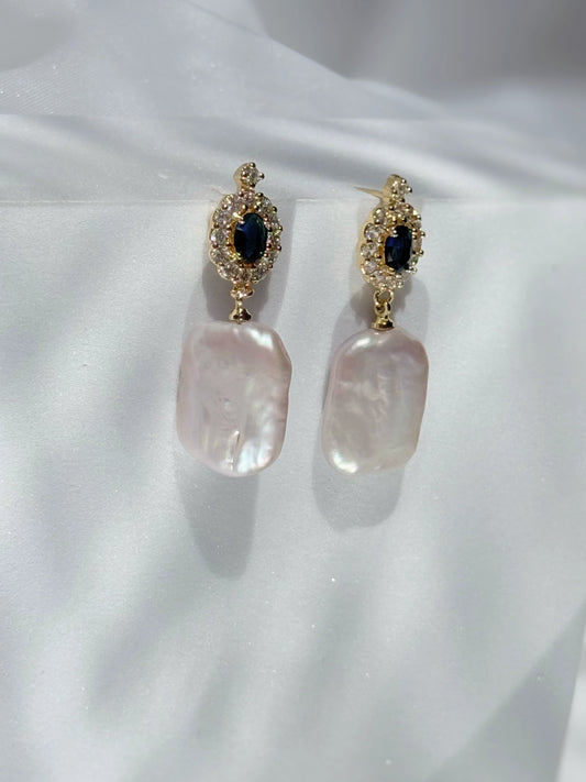 Aros Perla Barroca y Circones - Royal Blue