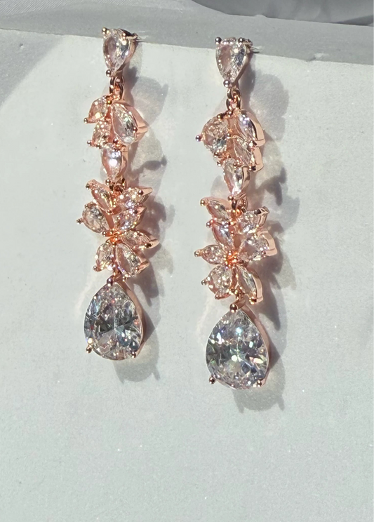 Aros Circones Rose Gold - Aurora Cristal