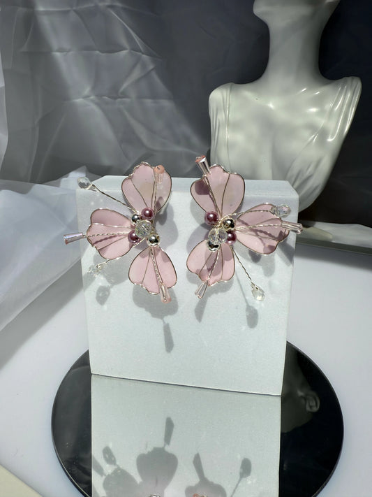 Aros de Autor Flor de cristal Rosa
