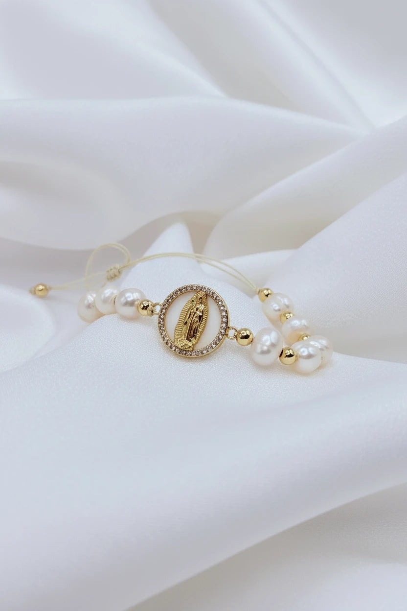 pulsera de virgen de nacar y perlas aturakes