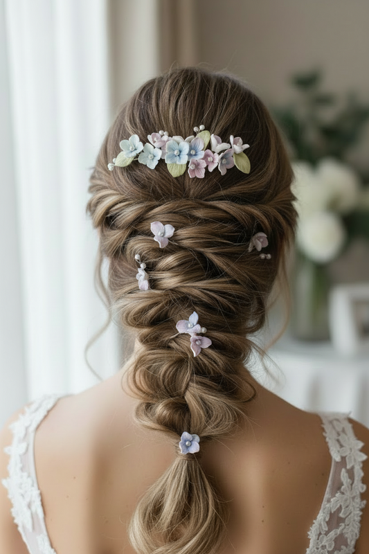 Set Tocado & horquillas de Novia    - Pastel Bloom