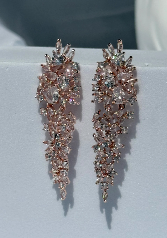 Aros Circones Rose Gold- Crystal Vine