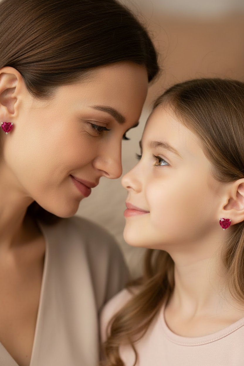 Aros zircon rojo rubí hipoalergénicos mujer niña regalo 
