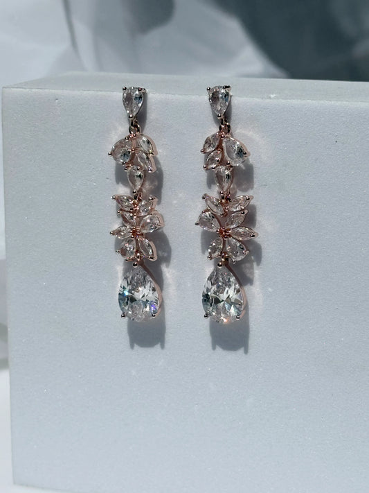 Aros Circones Rose Gold- Crystal Bloom