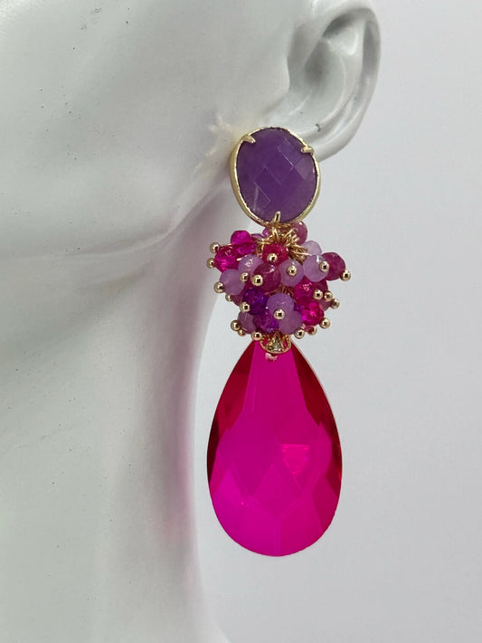Aros Racimo  Bora Bora - Fucsia