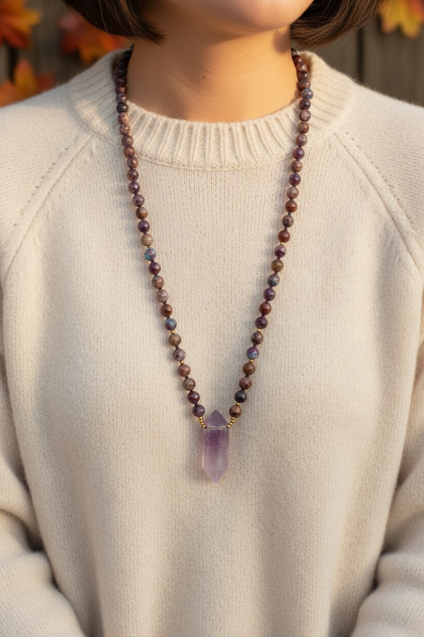 Collar jaspe y amatista ideal para regalo piedras naturales regalo día de la madre 
