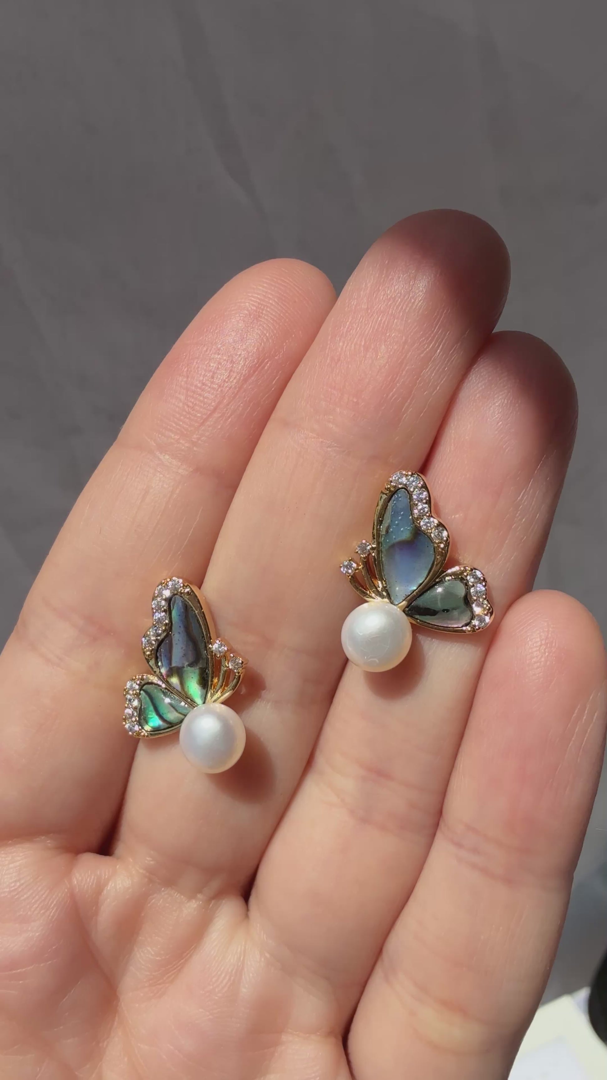 Aros Mariposa Nácar con Perla Natural | La Merced